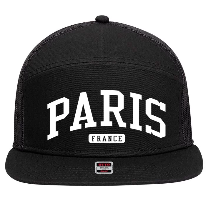 Paris France College University Style 7 Panel Mesh Trucker Snapback Hat