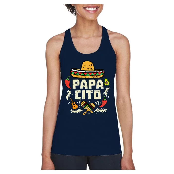 Papacito Family Cinco De Mayo Matchin Couple Mexican Dad Women's Racerback Tank