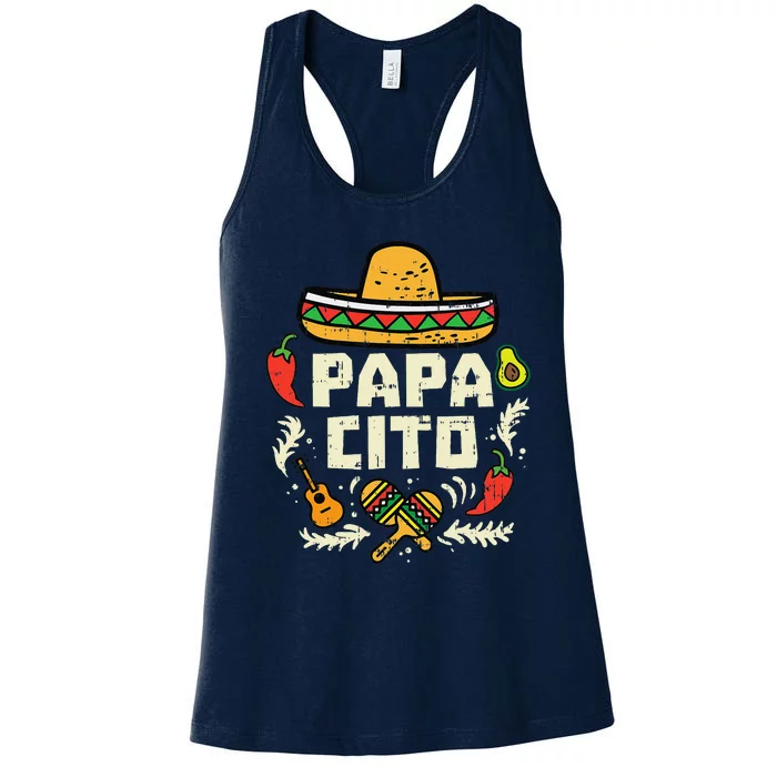 Papacito Family Cinco De Mayo Matchin Couple Mexican Dad Women's Racerback Tank