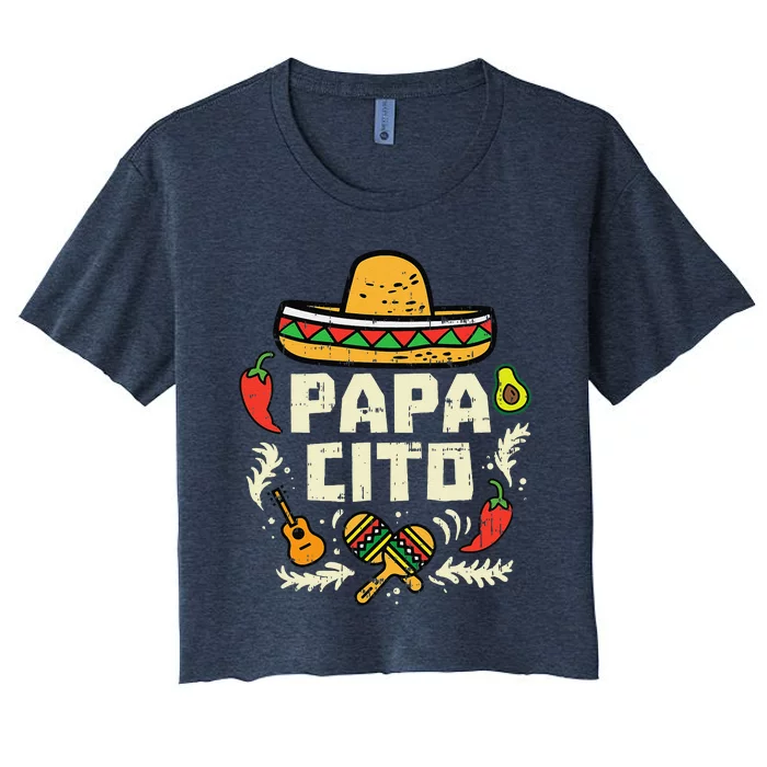 Papacito Family Cinco De Mayo Matchin Couple Mexican Dad Women's Crop Top Tee