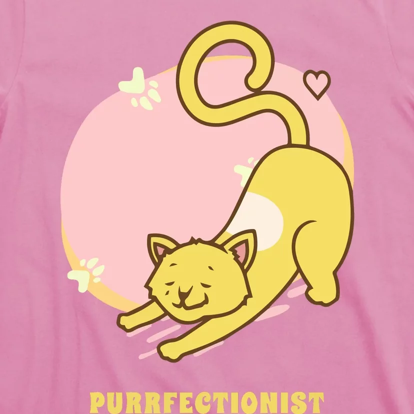 Purrfectionist Funny Cat Lover Cute Kawaii Cat Funny Ct Puns T-Shirt