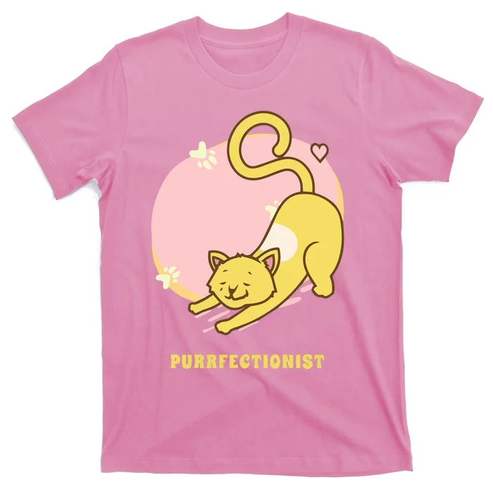 Purrfectionist Funny Cat Lover Cute Kawaii Cat Funny Ct Puns T-Shirt