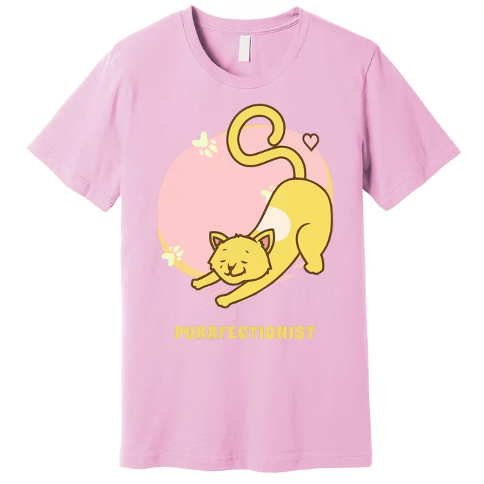 Purrfectionist Funny Cat Lover Cute Kawaii Cat Funny Ct Puns Premium T-Shirt