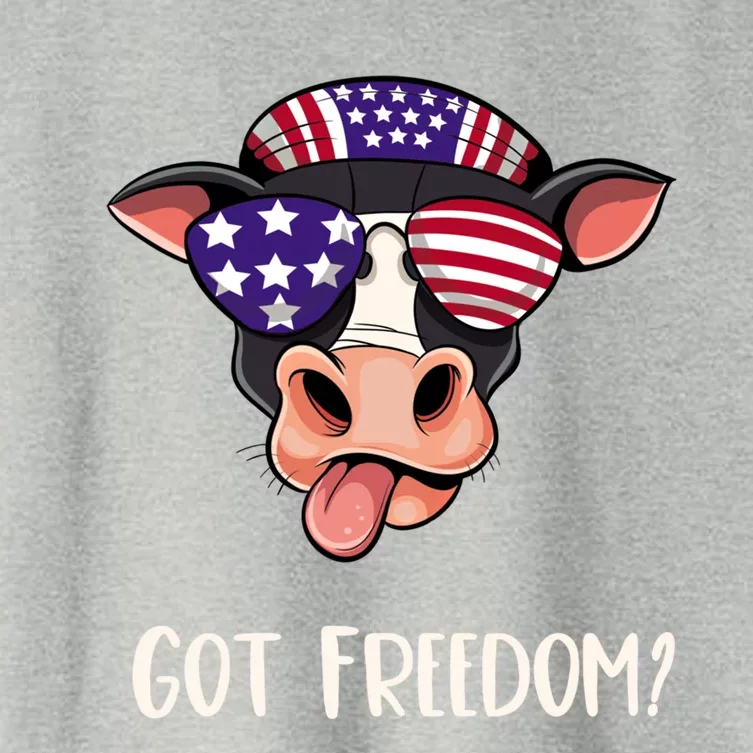 Patriotic Funny Cow Gift Fourth July Us Flag Sunglasses Gift Women's Crop Top Tee