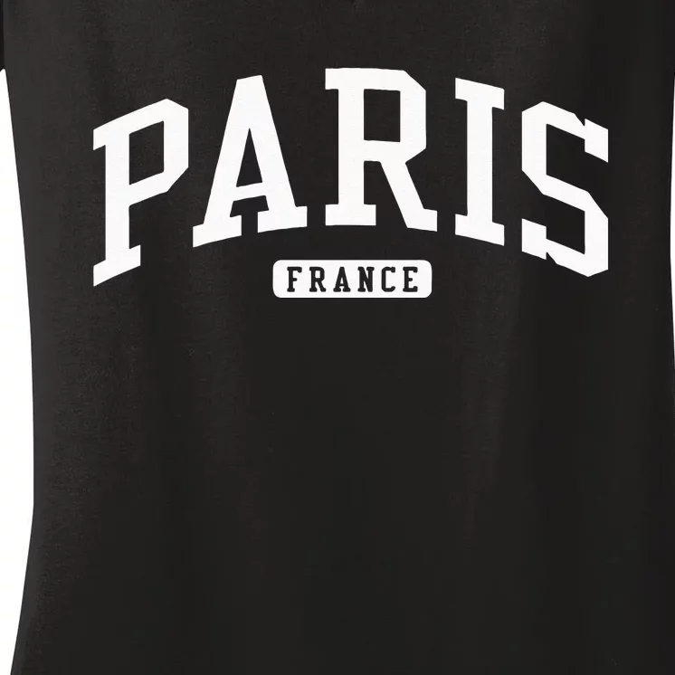 Paris France College University Style Women's V-Neck T-Shirt