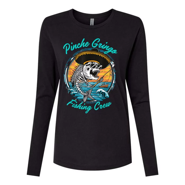 Pinchegringo Fishing Crew Womens Cotton Relaxed Long Sleeve T-Shirt