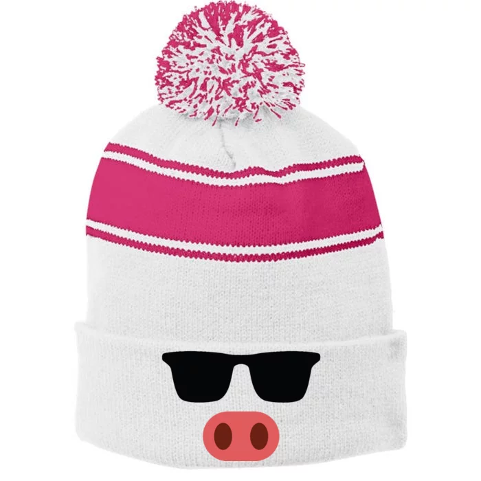 Pig Face Cool Sunglasses Cute Halloween Costume Stripe Pom Pom Beanie