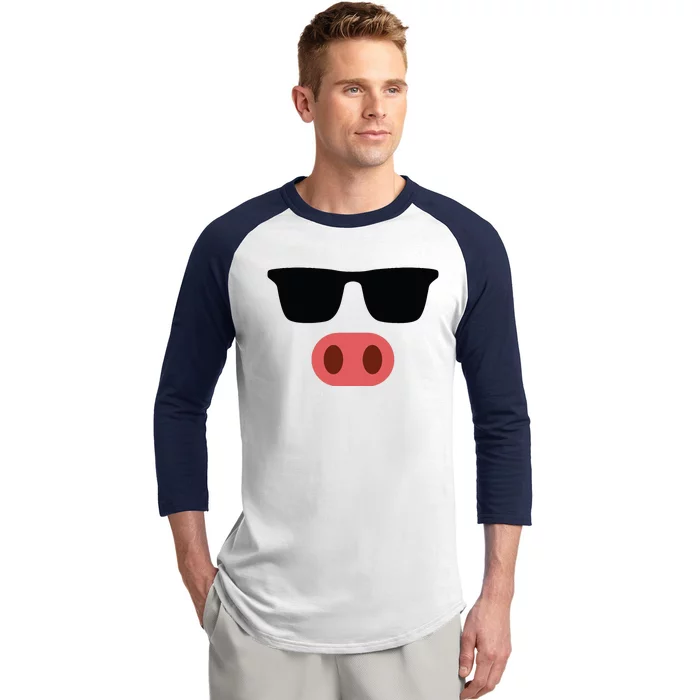 Pig Face Cool Sunglasses Cute Halloween Costume Baseball Sleeve Shirt