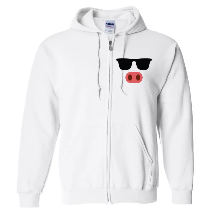 Pig Face Cool Sunglasses Cute Halloween Costume Full Zip Hoodie