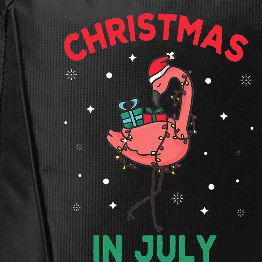 Pink Flamingo Christmas In July Santa Hat Summer Vacation City Backpack