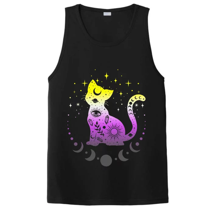 pride flag colors NonBinary astronomy cat Performance Tank