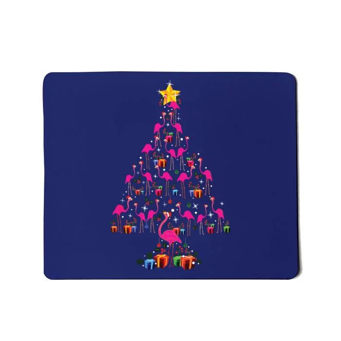 Pink Flamingo Christmas Tree Cute Flamingos Holiday Decor Mousepad