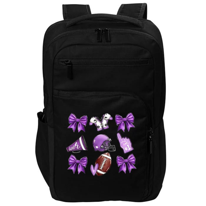 Purple Football Coquette Purple Football Game Day Football Impact Tech Backpack