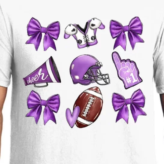 Purple Football Coquette Purple Football Game Day Football Pajama Set