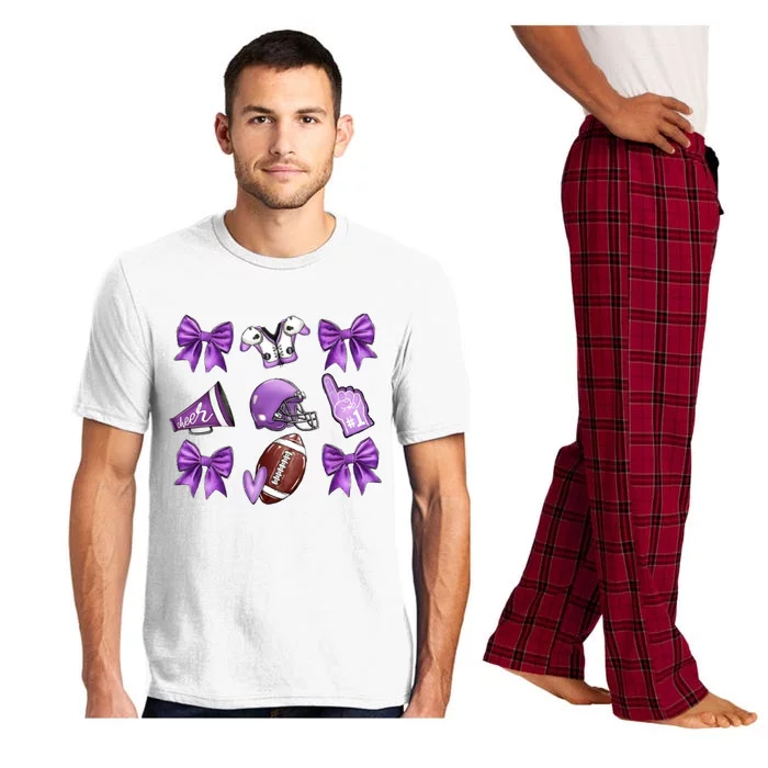 Purple Football Coquette Purple Football Game Day Football Pajama Set