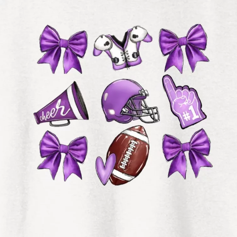 Purple Football Coquette Purple Football Game Day Football Women's Crop Top Tee