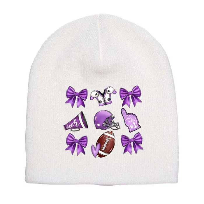 Purple Football Coquette Purple Football Game Day Football Short Acrylic Beanie