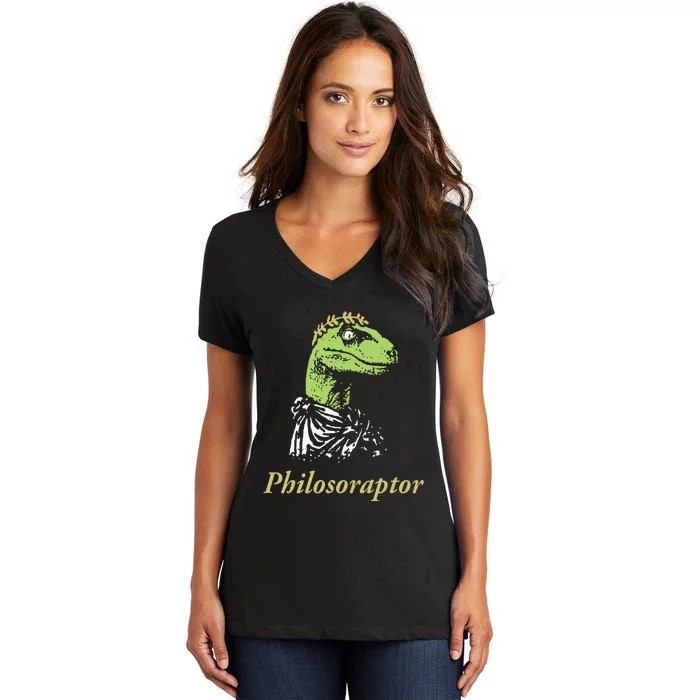 Philosoraptor Funny Cute Gift Women's V-Neck T-Shirt