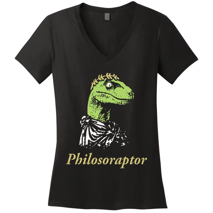 Philosoraptor Funny Cute Gift Women's V-Neck T-Shirt