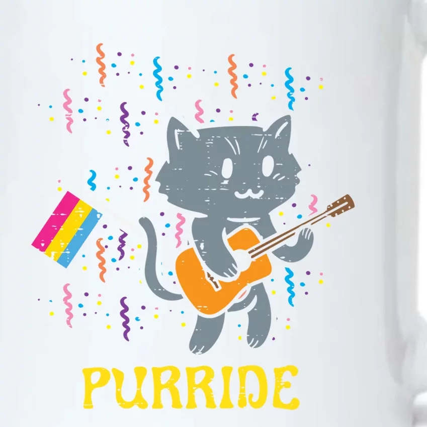 Pansexual Flag Cat Purride Guitar Pan Pride Month Lgbtq Ally Gift Black Color Changing Mug