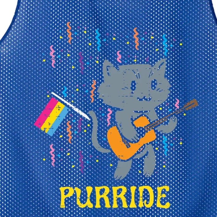 Pansexual Flag Cat Purride Guitar Pan Pride Month Lgbtq Ally Gift Mesh Reversible Basketball Jersey Tank