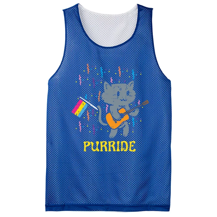 Pansexual Flag Cat Purride Guitar Pan Pride Month Lgbtq Ally Gift Mesh Reversible Basketball Jersey Tank