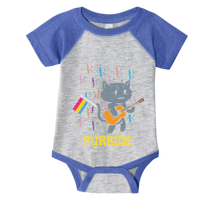 Pansexual Flag Cat Purride Guitar Pan Pride Month Lgbtq Ally Gift Infant Baby Jersey Bodysuit