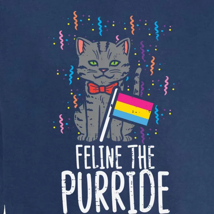 Pansexual Flag Cat Purride Pan Pride Month Lgbtq Ally Lgbt Gift Garment-Dyed Sweatshirt