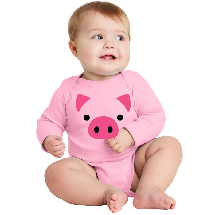 Pig Face Costume Funny Halloween Baby Long Sleeve Bodysuit