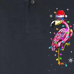 Pink Flamingo Christmas Lighting Xmas Tree Santa Hat Pajama Softstyle Adult Sport Polo