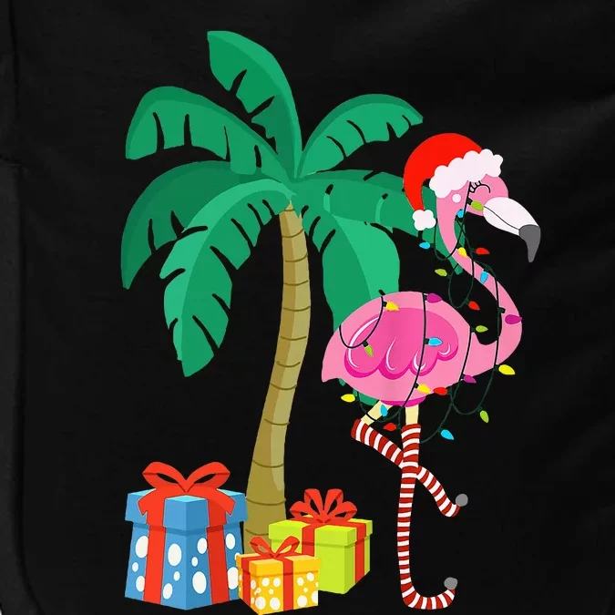 Pink Flamingo Christmas Palm Tree Tropical Xmas Funny Impact Tech Backpack