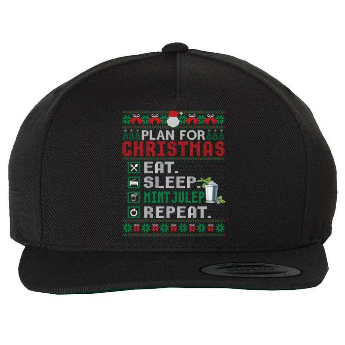 Plan For Christmas Eat Sleep Mint Julep Repeat Cocktail Gift Wool Snapback Cap