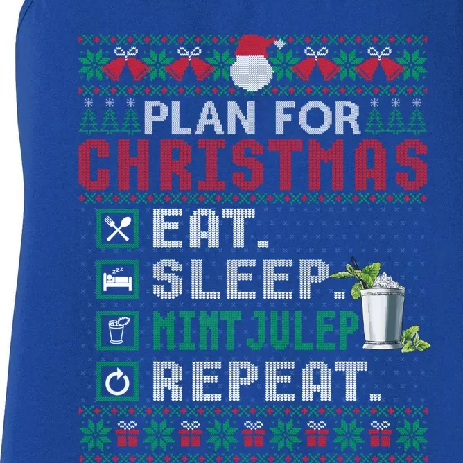 Plan For Christmas Eat Sleep Mint Julep Repeat Cocktail Gift Women's Racerback Tank