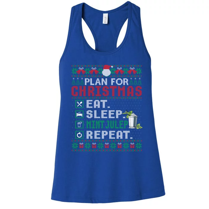 Plan For Christmas Eat Sleep Mint Julep Repeat Cocktail Gift Women's Racerback Tank