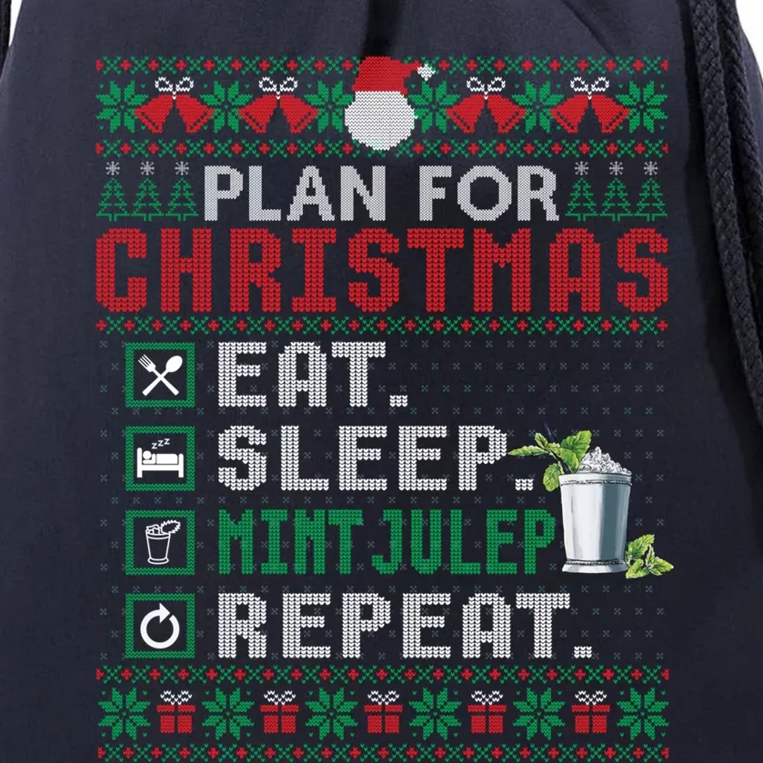 Plan For Christmas Eat Sleep Mint Julep Repeat Cocktail Gift Drawstring Bag