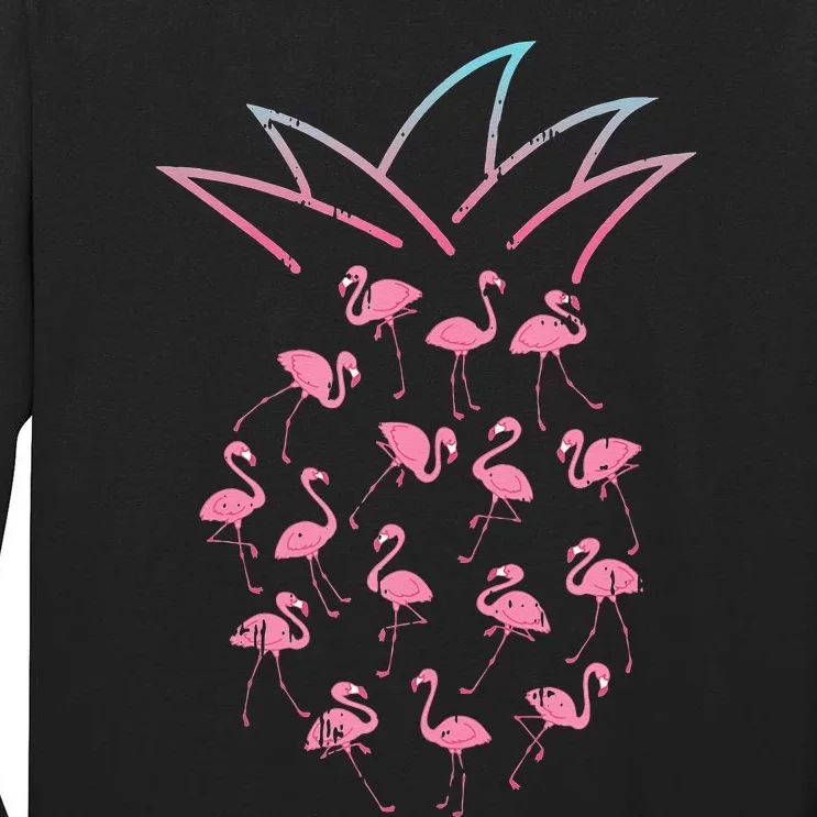 Pineapple Flamingo Cute Funny Tropical Fruit Hawaii Gift Tall Long Sleeve T-Shirt