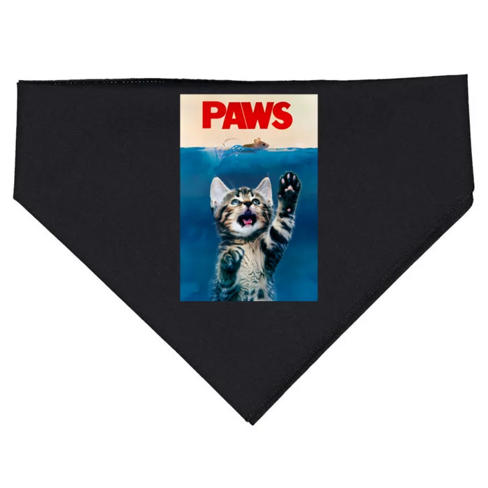 Paws Funny Cat Parody Cat Lover Gift Kitten Shark Mouse Meow USA-Made Doggie Bandana