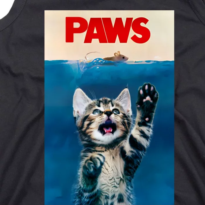 Paws Funny Cat Parody Cat Lover Gift Kitten Shark Mouse Meow Tank Top