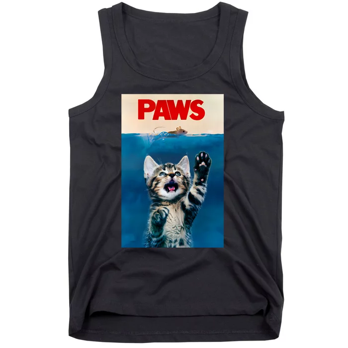 Paws Funny Cat Parody Cat Lover Gift Kitten Shark Mouse Meow Tank Top