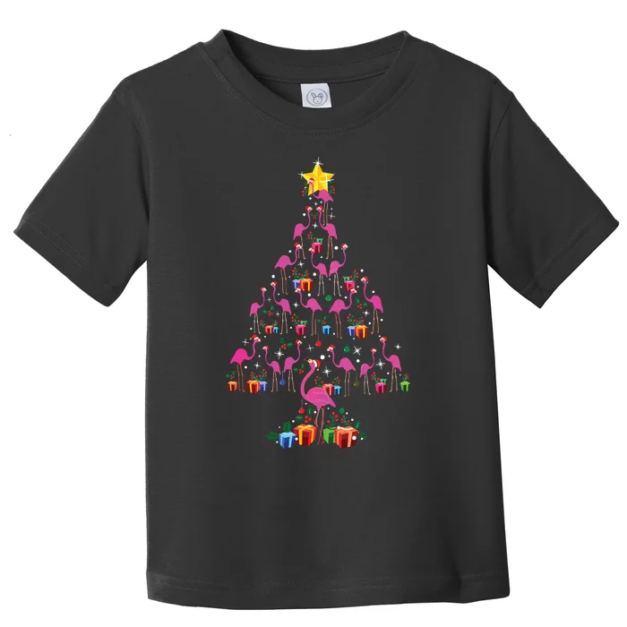 Pink Flamingo Christmas Tree Cute Flamingos Holiday Decor Toddler T-Shirt