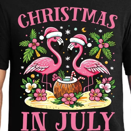 Pink Flamingo Christmas In July Beach Summer Vacation Pajama Set