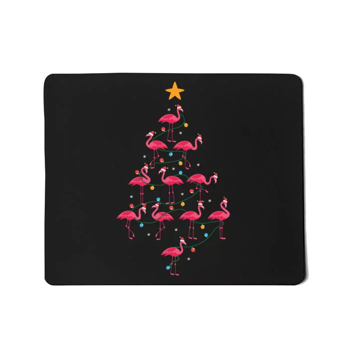 Pink Flamingo Christmas Tree Cute Flamingos Holiday Deco Mousepad