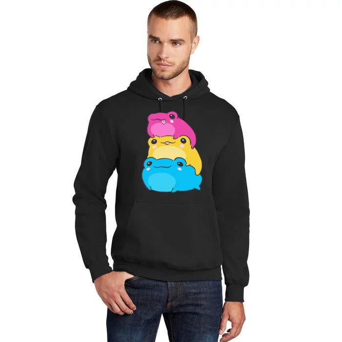 Pansexual Flag Color Frogs Subtle Pan Pride LGBTQ Aesthetic Tall Hoodie