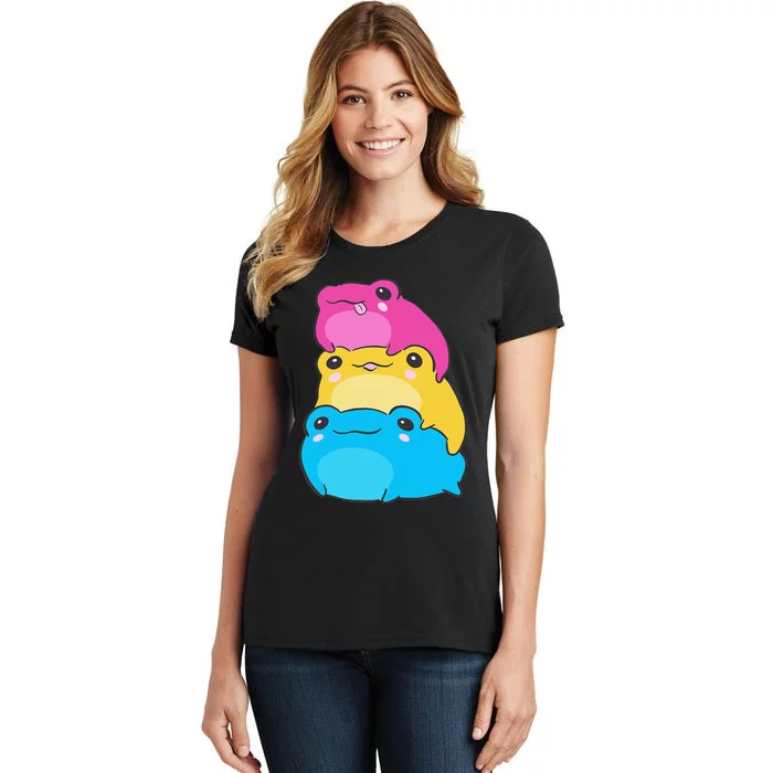 Pansexual Flag Color Frogs Subtle Pan Pride LGBTQ Aesthetic Women's T-Shirt