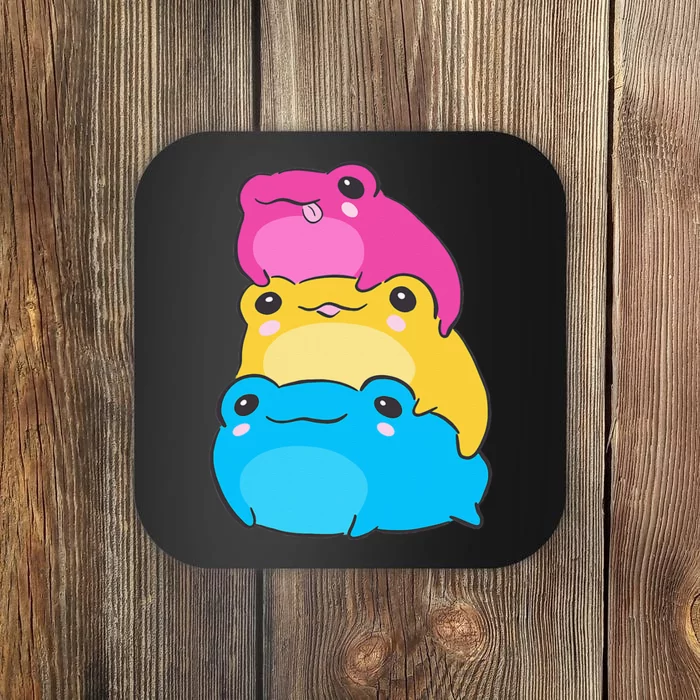 Pansexual Flag Color Frogs Subtle Pan Pride LGBTQ Aesthetic Coaster