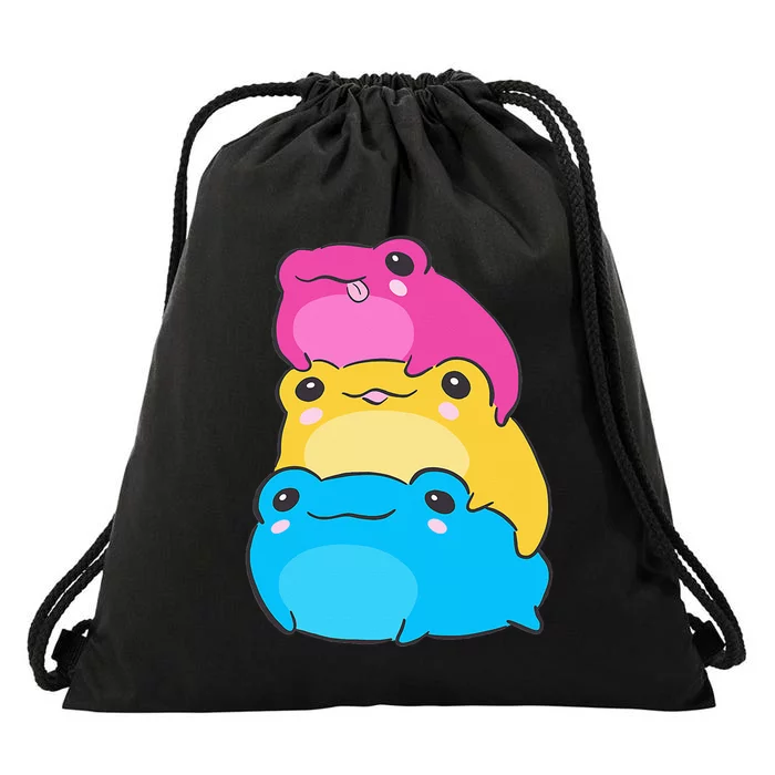 Pansexual Flag Color Frogs Subtle Pan Pride LGBTQ Aesthetic Drawstring Bag