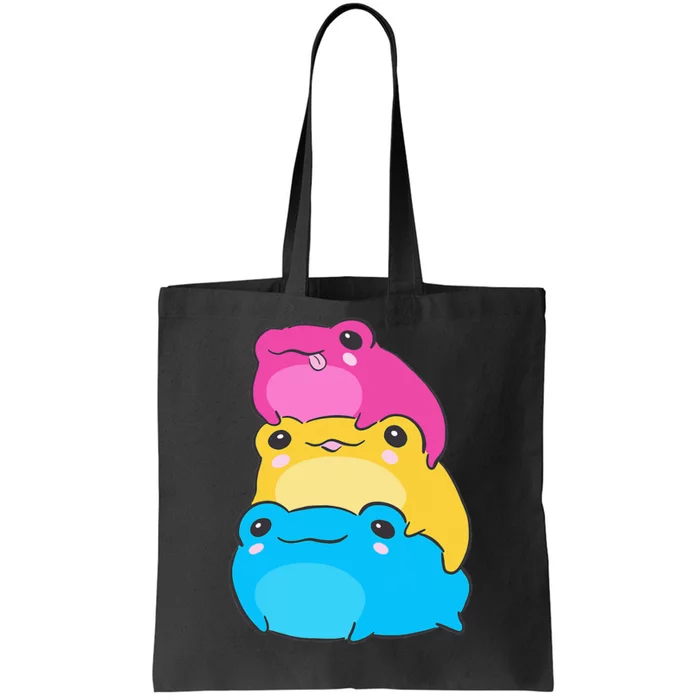 Pansexual Flag Color Frogs Subtle Pan Pride LGBTQ Aesthetic Tote Bag