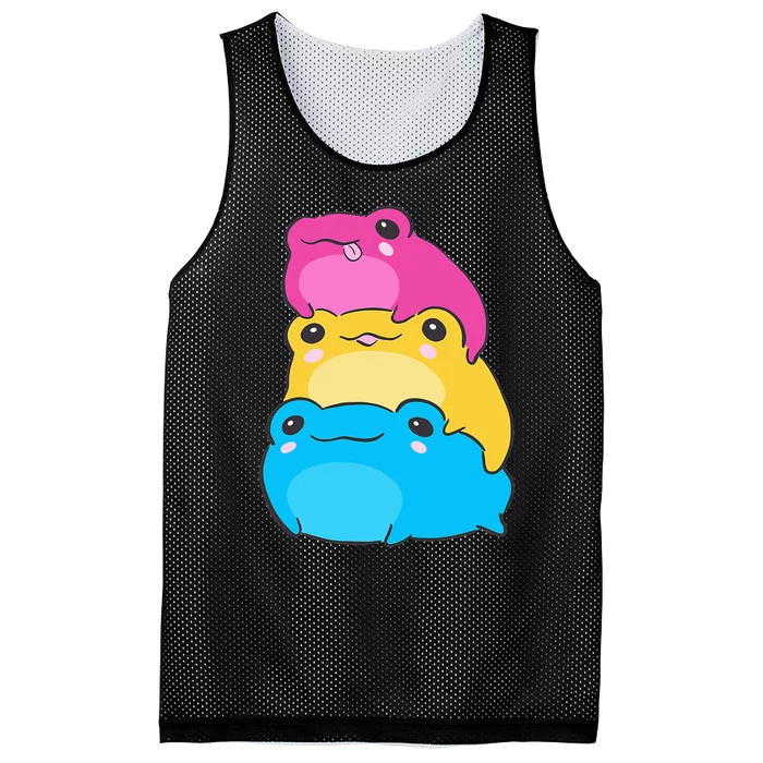 Pansexual Flag Color Frogs Subtle Pan Pride LGBTQ Aesthetic Mesh Reversible Basketball Jersey Tank