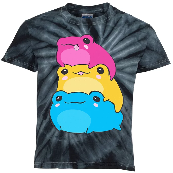 Pansexual Flag Color Frogs Subtle Pan Pride LGBTQ Aesthetic Kids Tie-Dye T-Shirt