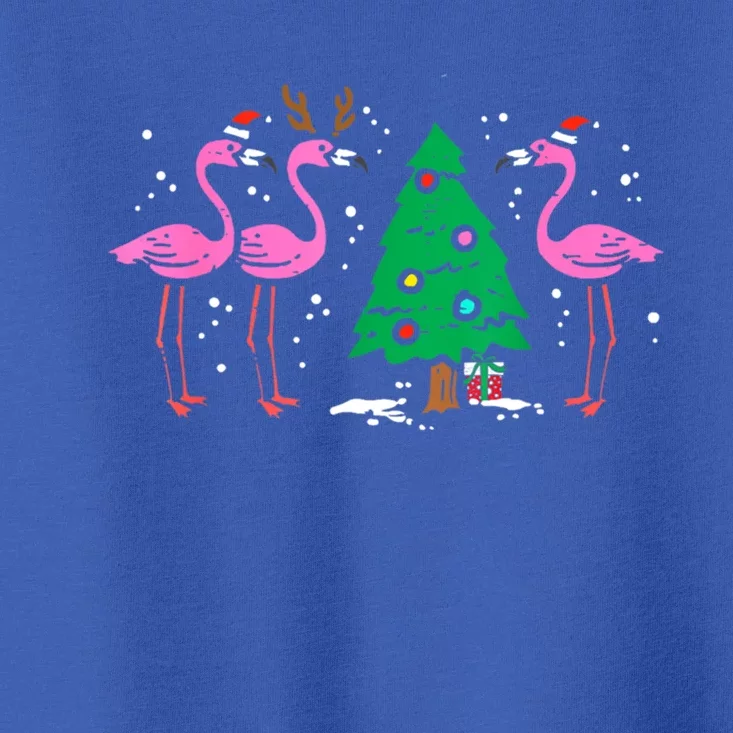 Pink Flamingo Christmas Palm Tree Tropical Xmas Funny Great Gift Toddler T-Shirt